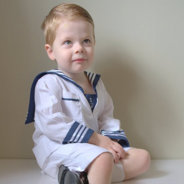 sailor suit for a boy with his hands