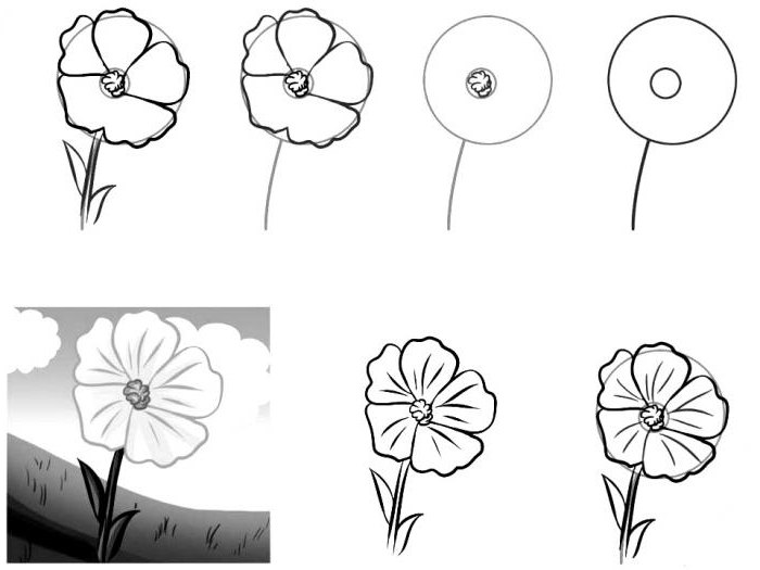 Jak rysować kwiatuszki семицветик