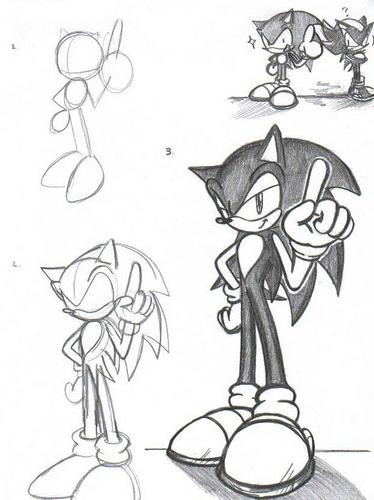 how to draw sonic the pencil gradually
