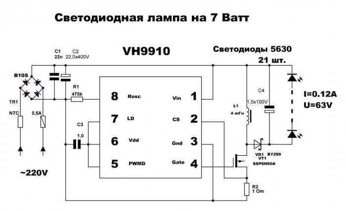 diagram of the driver led 10w