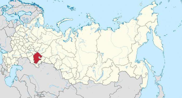 Ufa on the map of Russia