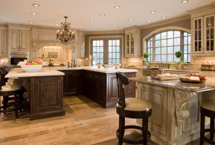 kitchen in beige brown tones, the modern