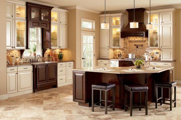kitchen design in beige and brown tones