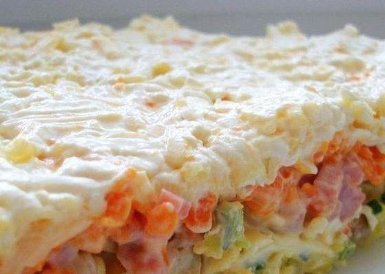 salad of cod liver in layers