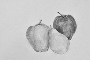 la naturaleza muerta con la manzana y la pera