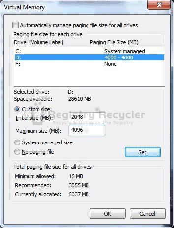 the paging file windows 7 tuning and optimization