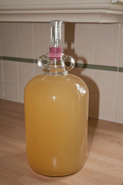 Preparação do vinho de maçã suco