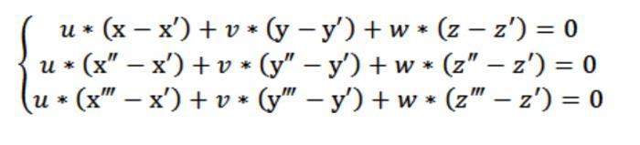 рівняння площини через три точки
