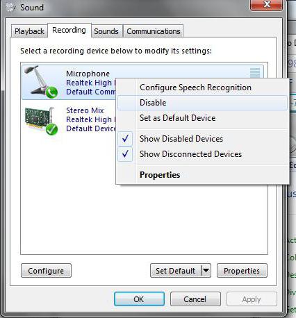how to disable built in microphone on laptop