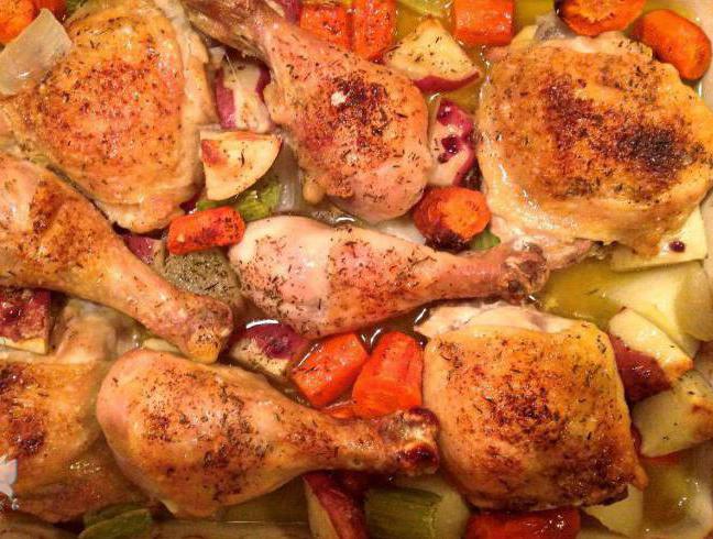 pollo al horno con patatas y verduras