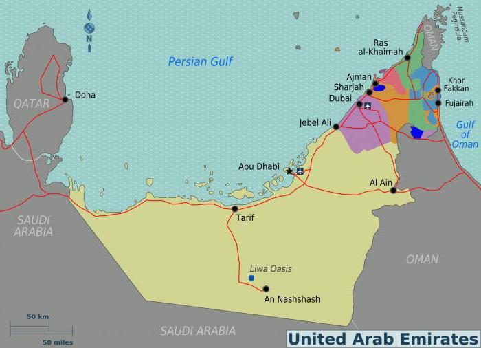 zjednoczone emiraty arabskie na mapie