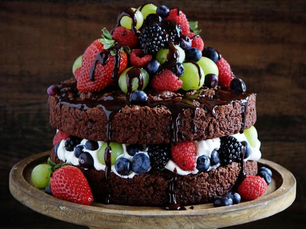Chocolate cake with fruit