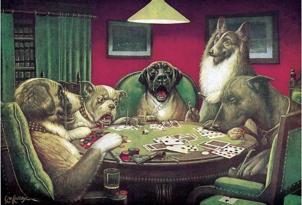 os cães jogam poker pintura de autor