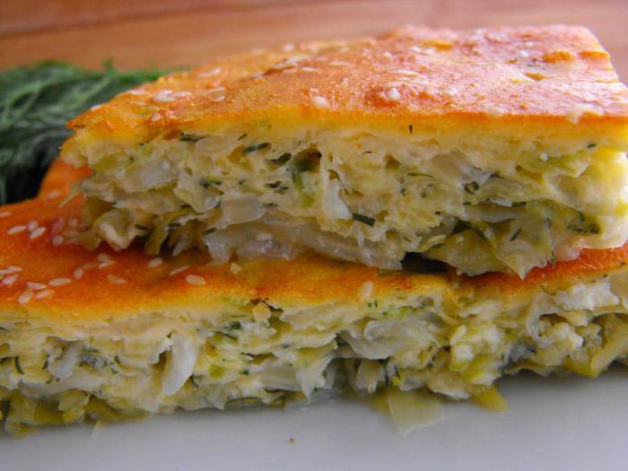 yeast cake with cabbage and egg