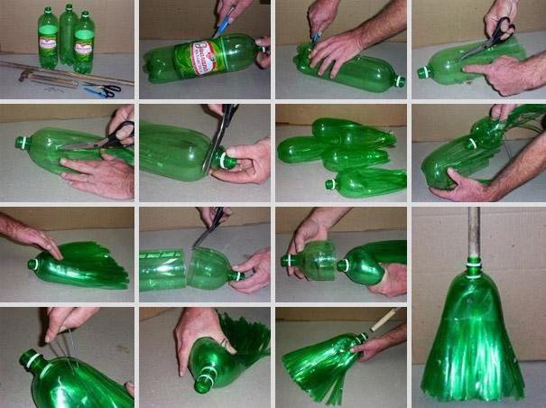 كيفية جعل مكنسة من الزجاجات البلاستيكية
