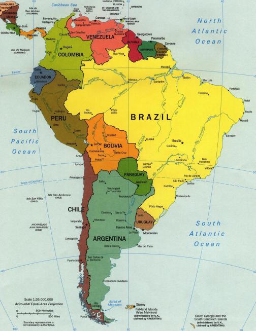 die Liste der lateinamerikanischen Länder