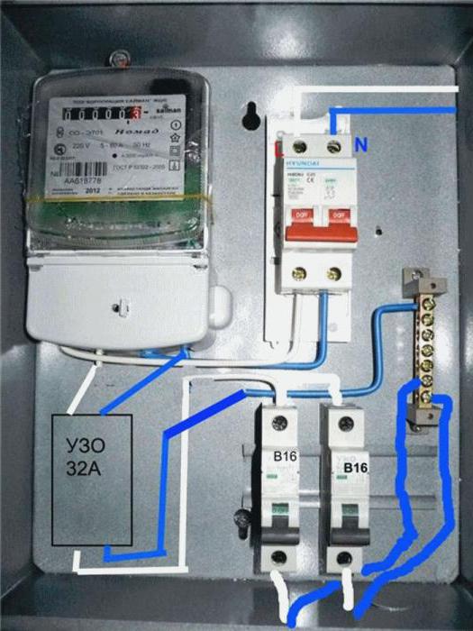 wiring diagram for RCD in single-phase network photo