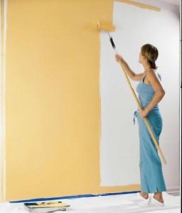 la coloración de las paredes con pintura de