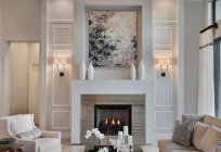 Fireplace in modern living room interior (photo)