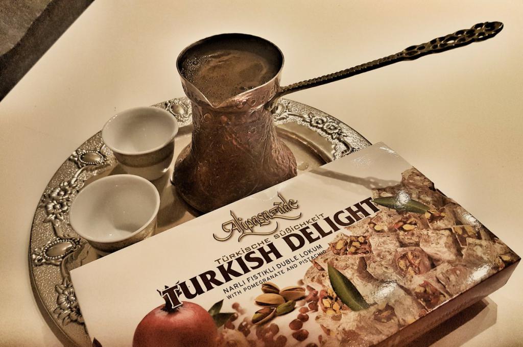 Turkish delight with coffee