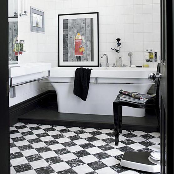 diseño negro y blanco del cuarto de baño