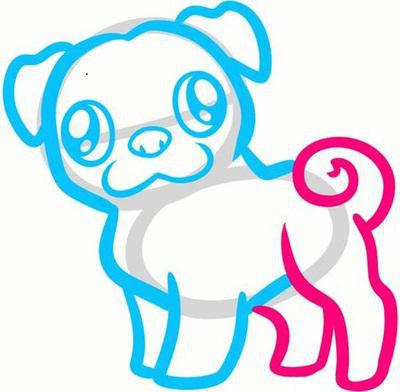 how to draw a pug step by step,