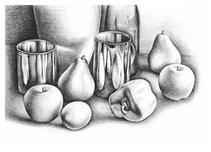 still life with a pencil in stages
