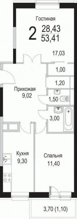布局的两个卧室的公寓一个新的建筑谢尔宾卡