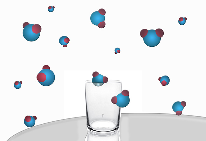 Rozproszenie cząsteczek pary wodnej w przestrzeni pokoju - przykład высокоэнтропийного stanu