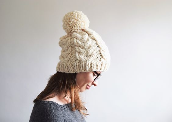 volume knitted hat, knitting