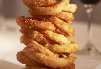 La receta луковых de los anillos en нутовом prueba y, en кукурузном tempura