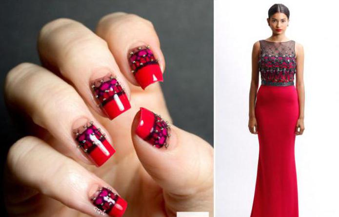 manicure under the red dress for brunettes