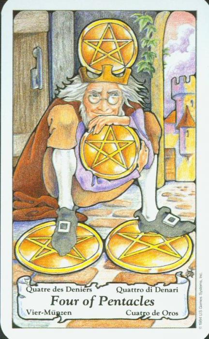 four of Pentacles Tarot meaning in the relationship