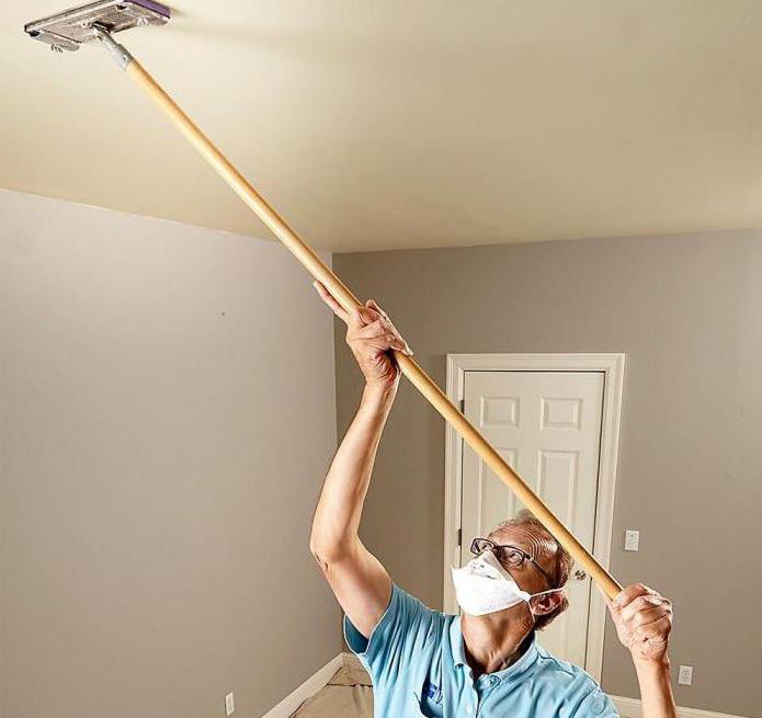 whitewashing the ceiling with emulsion paint their own