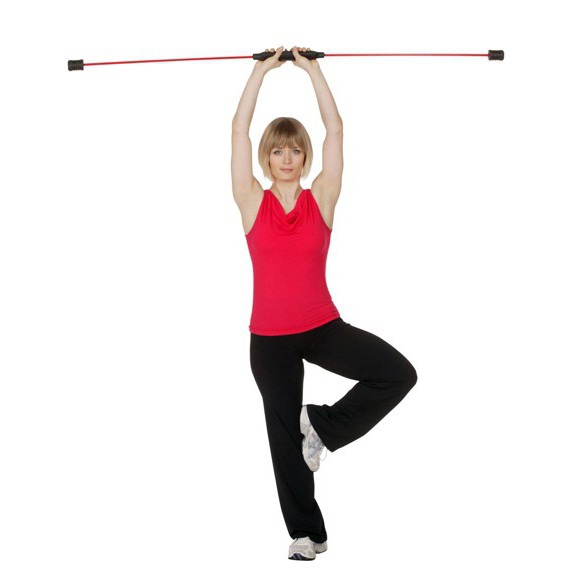 set of exercises with gymnastic stick