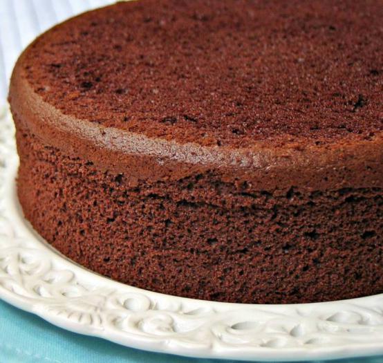 chocolate cake on the boiling water