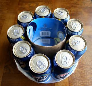 a cake made of beer cans