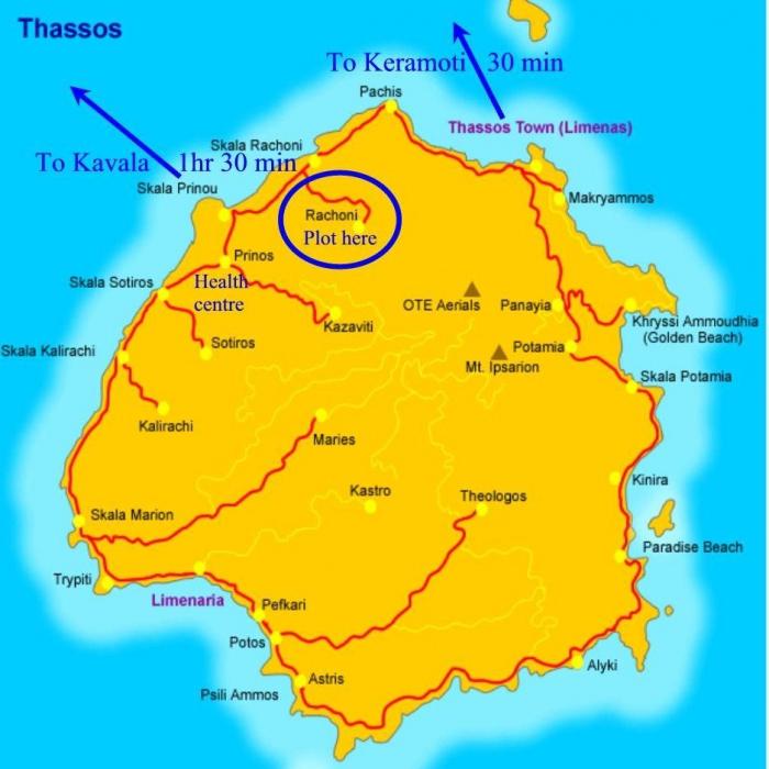 mapa wyspy thassos