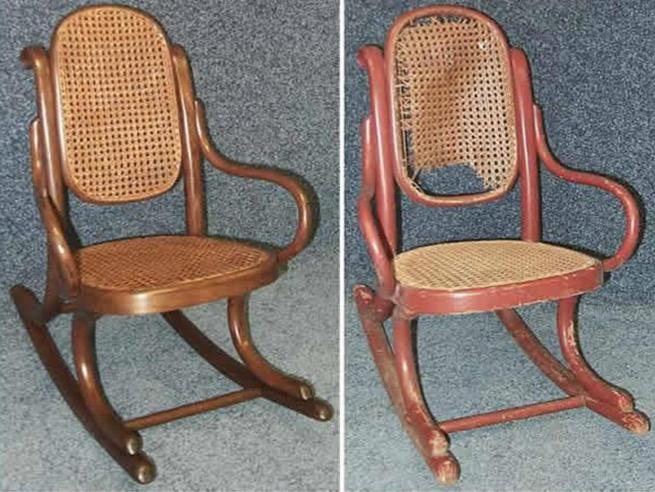 Restaurierung von alten Stühlen mit den Händen