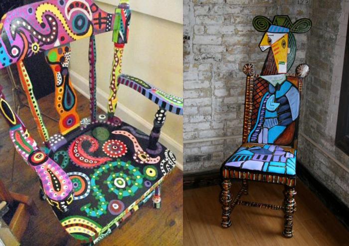 restoration of wooden chairs with their hands