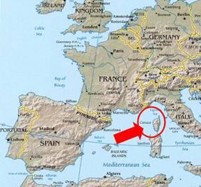 Karte Korsika ist eine Insel der Welt