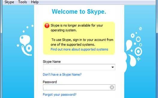 por que não carrega o skype