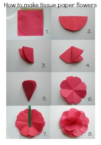 Blumen aus Papier etappenweise