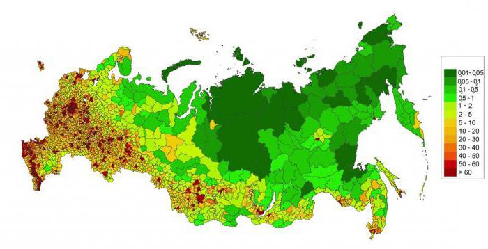 Maksimum nüfus bölgesi, rusya