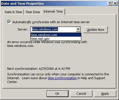 sincronizar a hora com o serviço de tempo do windows