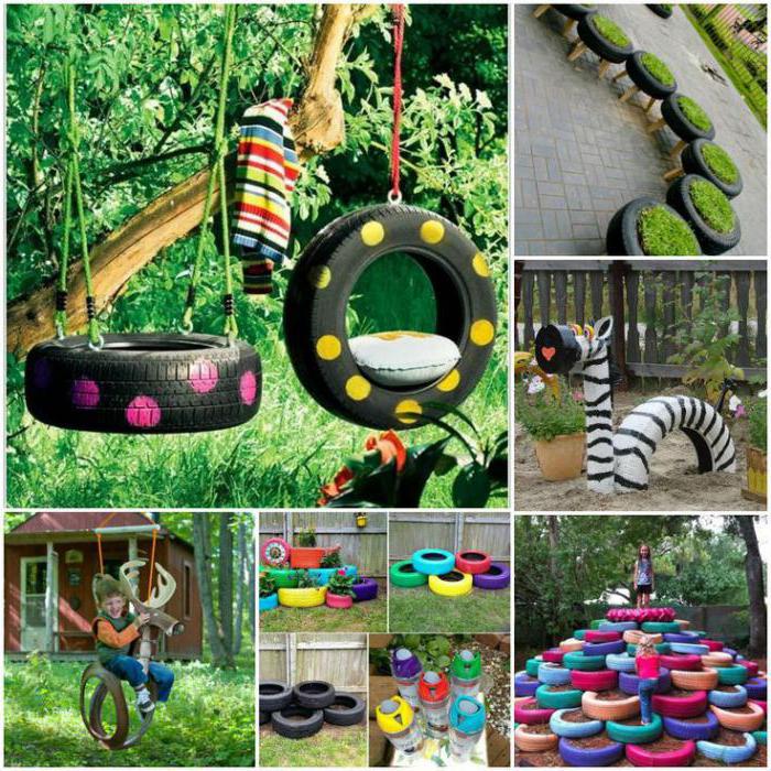 crafts from tires to garden with their hands