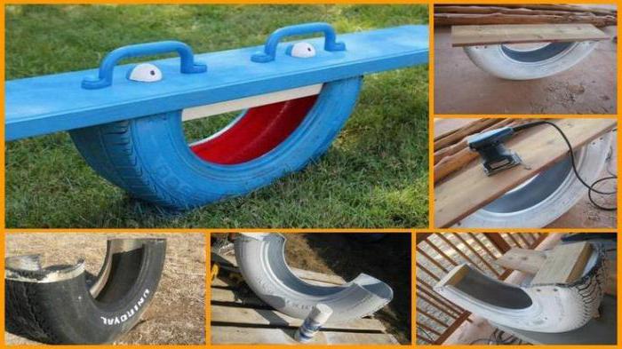 la artesanía de los viejos neumáticos para un parque infantil