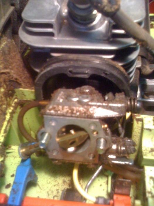 adjusting the carburetor of the chain saw Druzhba