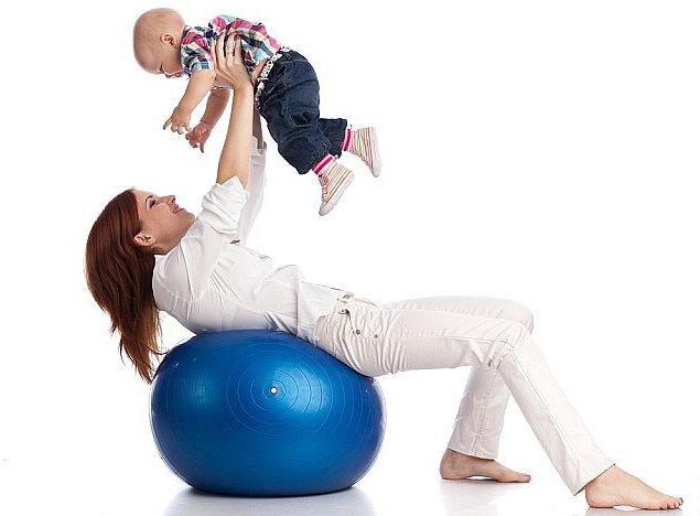 the lesson with the child on fitball 3 months