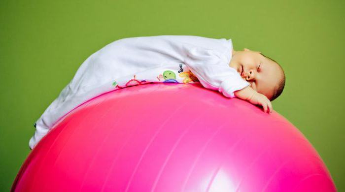 exercises on the fitball with a child 2 month